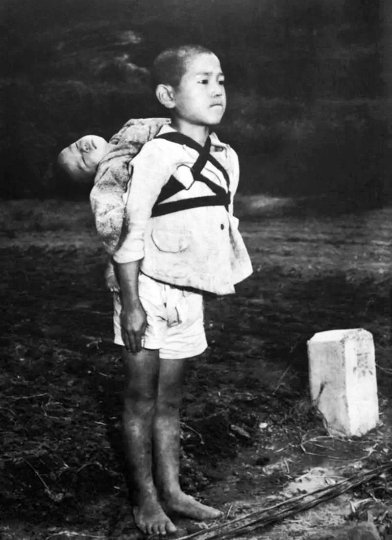 Hiroshima boy and baby brother